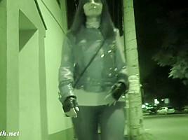 Jeny Smith goes in a club with simless transparent leggings. Teasing a stranger in public place